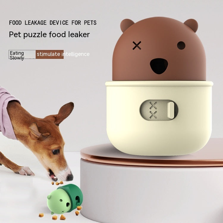 Bear-Shaped Tumbler Interactive Dog Treat Dispenser Toy