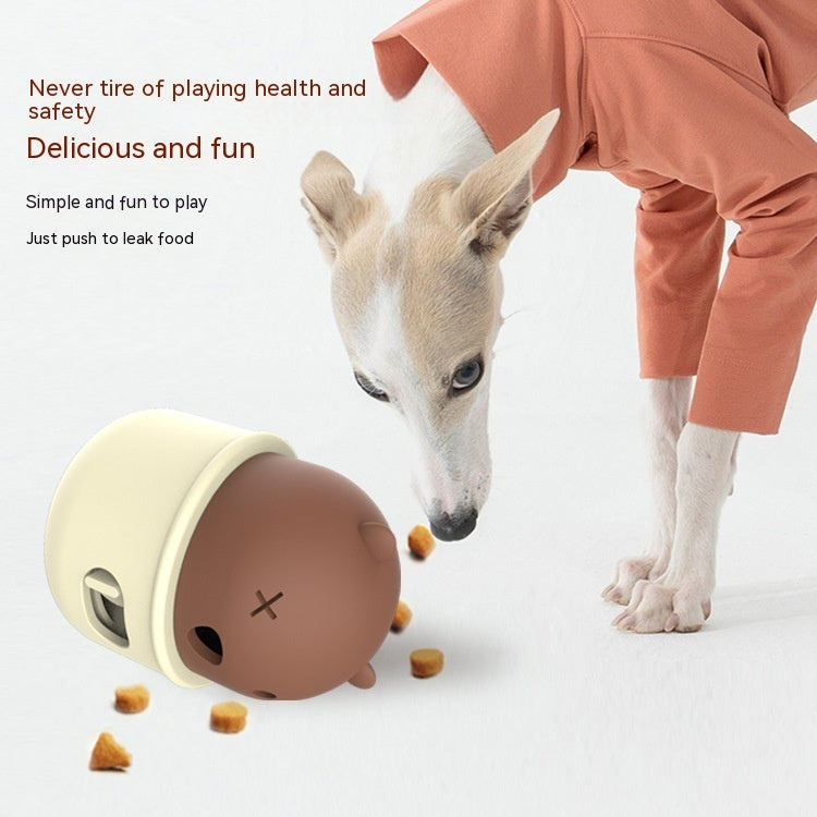 Bear-Shaped Tumbler Interactive Dog Treat Dispenser Toy